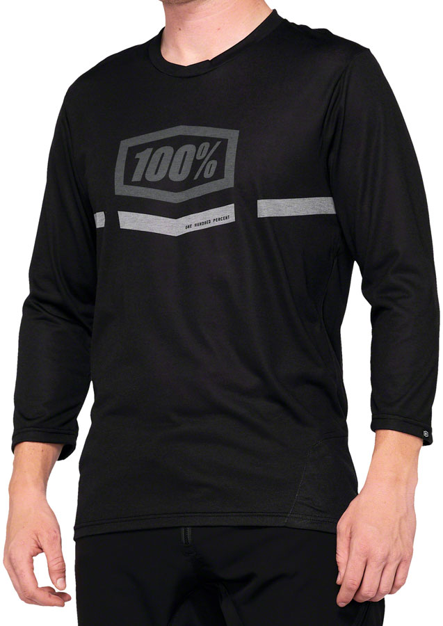 100% Airmatic 3/4 Sleeve Jersey - Black X-Large