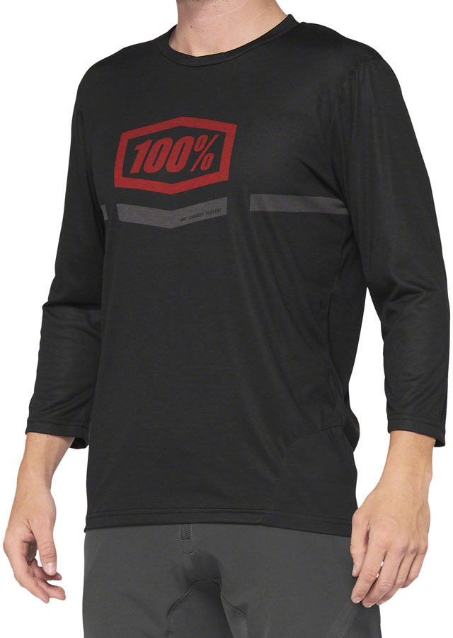 100% Airmatic 3/4 Sleeve Jersey - Black/Red Large