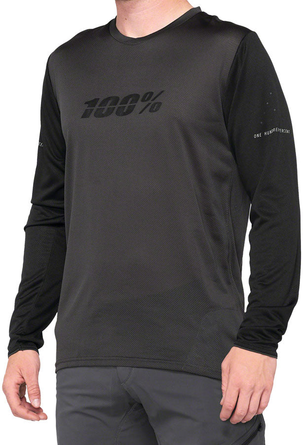 100% Ridecamp Long Sleeve Jersey - Black/Charcoal X-Large