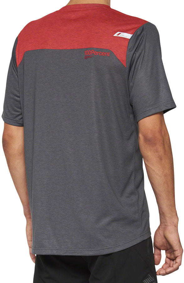 100% Airmatic Jersey - Charcoal/Red Short Sleeve Mens Large