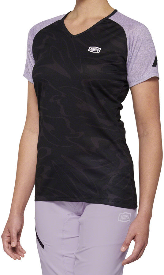 100% Airmatic Jersey - Black/Lavender Short Sleeve Womens Large