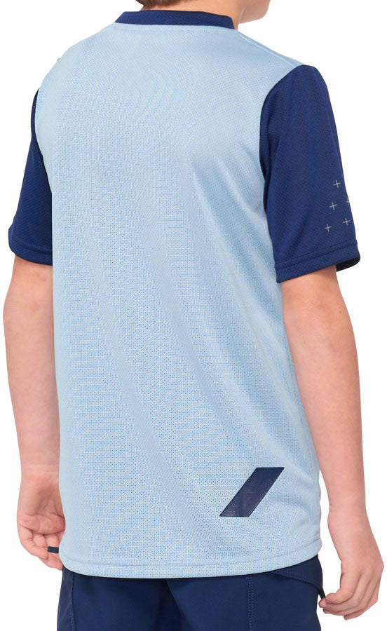 100% Ridecamp Jersey - Blue/Navy Short Sleeve Youth Large