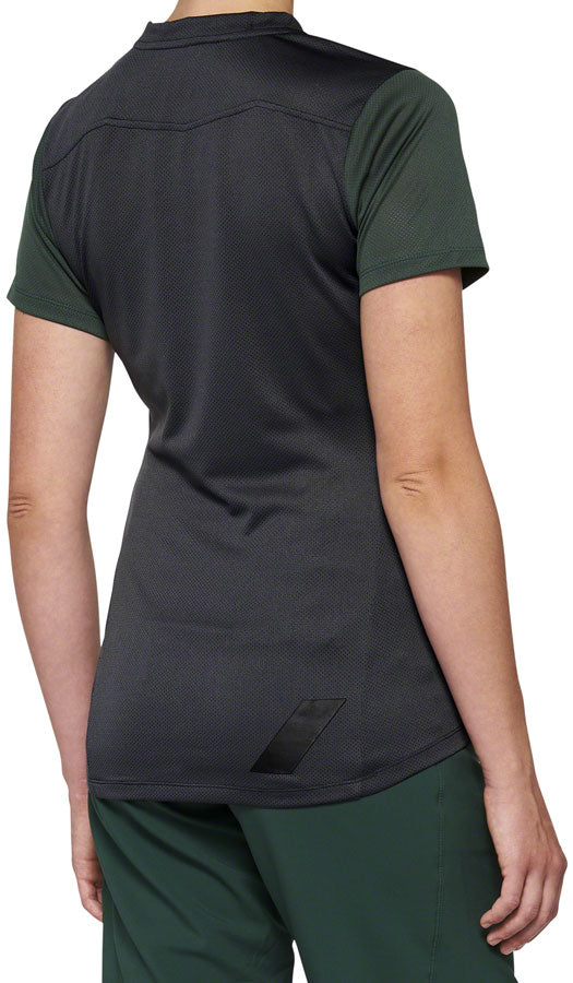 100% Ridecamp Jersey - Charcoal/Green Short Sleeve Womens X-Large