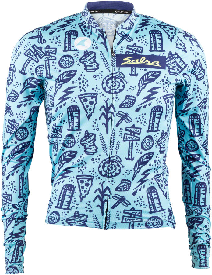 Salsa Men's Gravel Story Long Sleeve Jersey - Lite Blue Dark Blue YLW Small