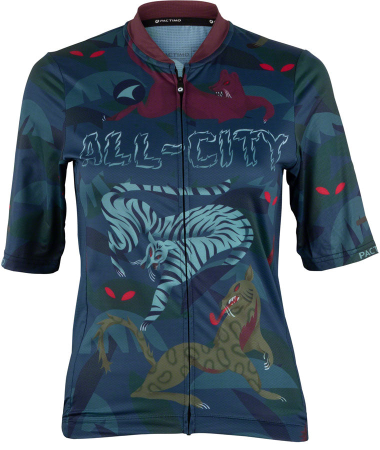 All-City Night Claw Women's Jersey - Dark Teal Spruce Green Mulberry Large