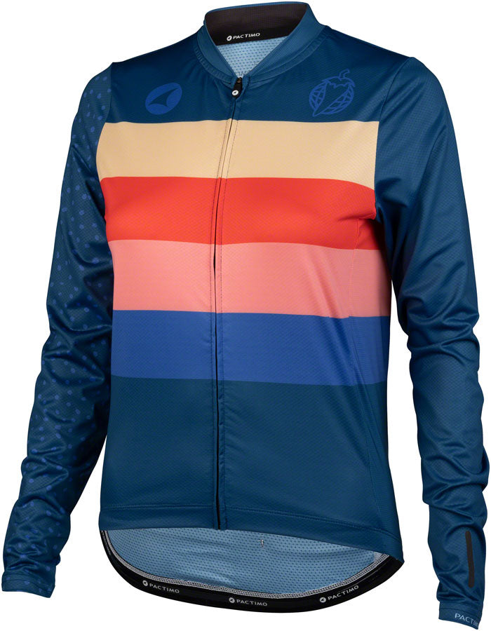 Salsa Team Polytone Women's Long Sleeve Jersey - Dark Blue w/ Stripes X-Large