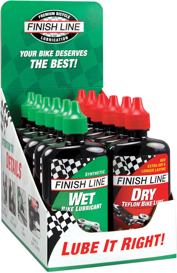 Finish Line Wet and Dry Bike Chain Lube - 4 fl oz Drip Box of 12