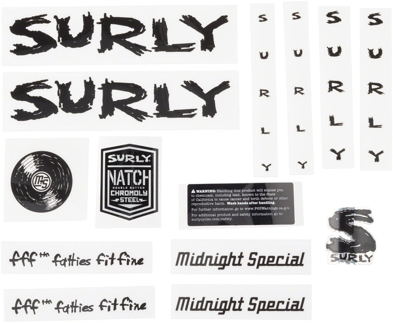 Surly Midnight Special Frame Decal Set - Black with Record