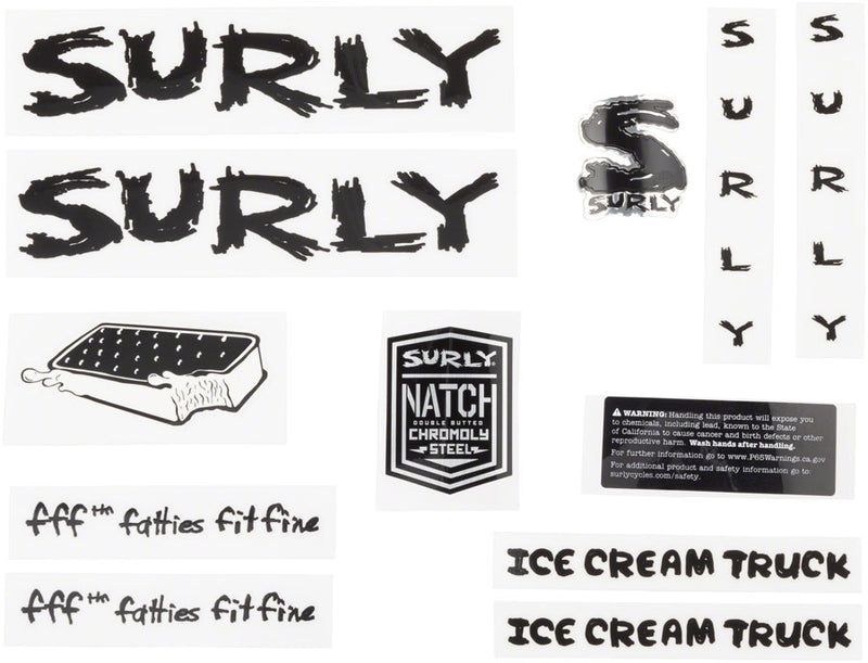 Surly Ice Cream Truck Frame Decal Set - Black