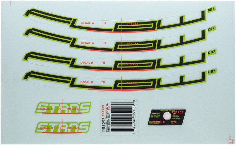 Stan's No Tubes Flow CB7 Rim Decal - 29" Green Set