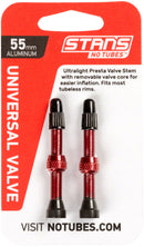 Stan's NoTubes Alloy Valve Stems - 55mm Pair Red