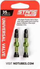 Stan's NoTubes Alloy Valve Stems - 35mm Pair Green