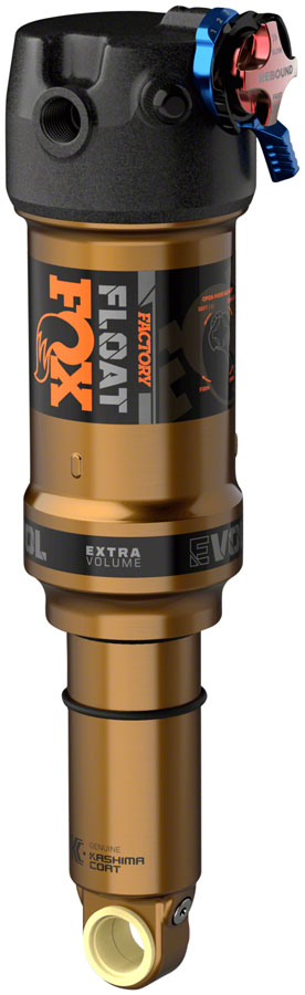FOX Float Factory Rear Shock - Trunnion Metric 185 x 52.5 mm EVOL LV 2-Position Adj 0.2 Spacer BLK/Kashima Coat