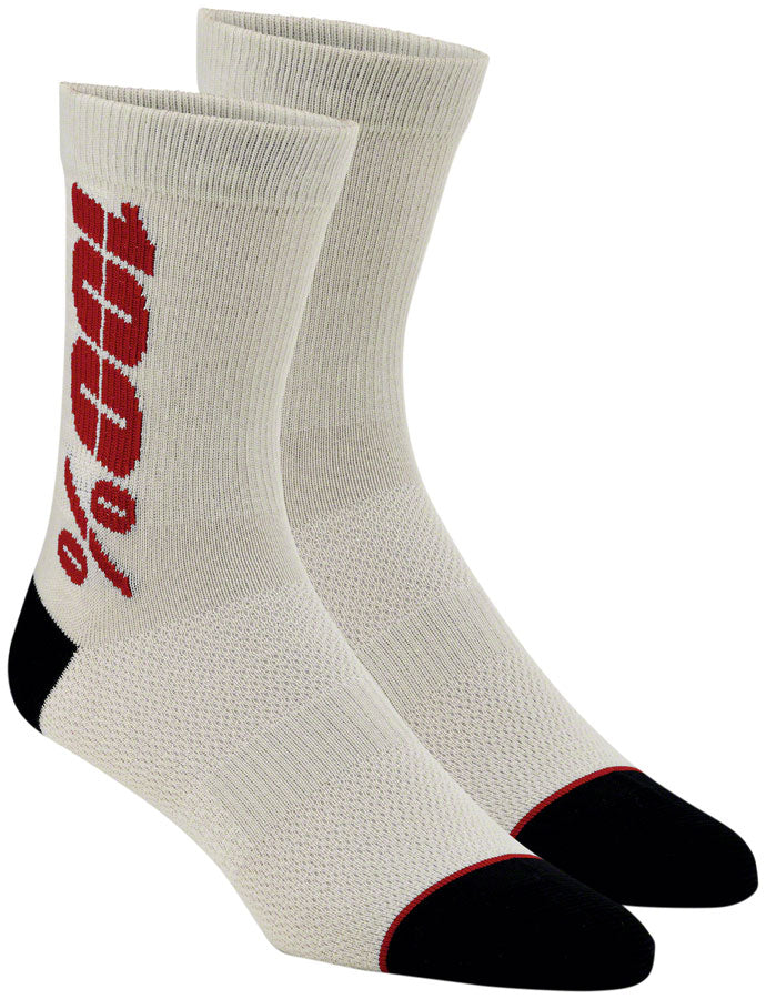100% Rythym Merino MTB Socks - 6 inch Silver/Cherry Large/X-Large