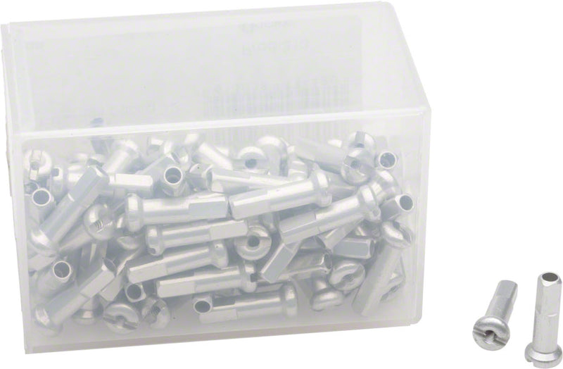 DT Swiss Standard Aluminum Nipples: 2.0 x 16mm Silver Box of 100