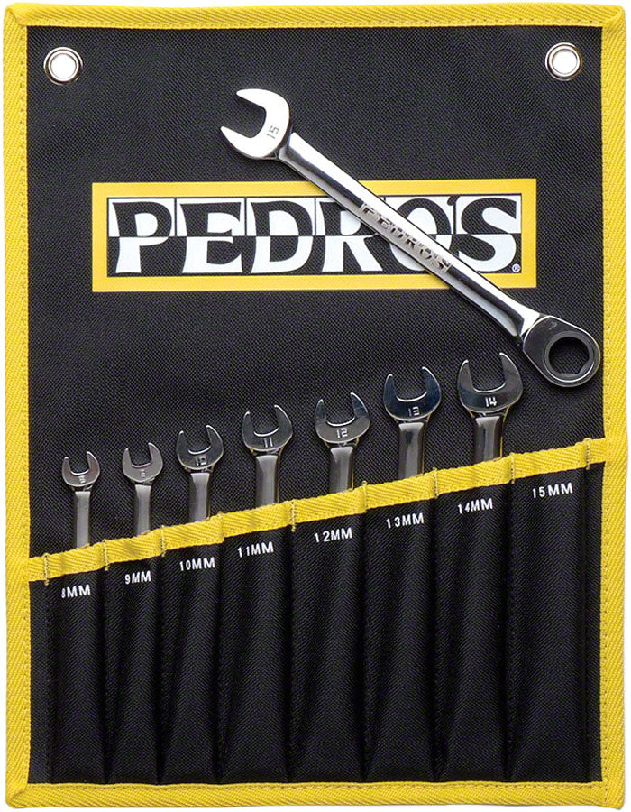 Pedro's Ratcheting Combo Wrench Set 8-Piece Metric Wrench Set With Pouch