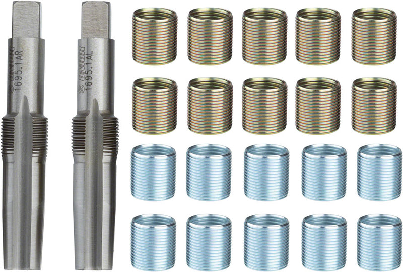 Unior Proprietary Reaming Pedal Tap Thread Insert Set 9/16" 20 Pedal Inserts Brass/Silver
