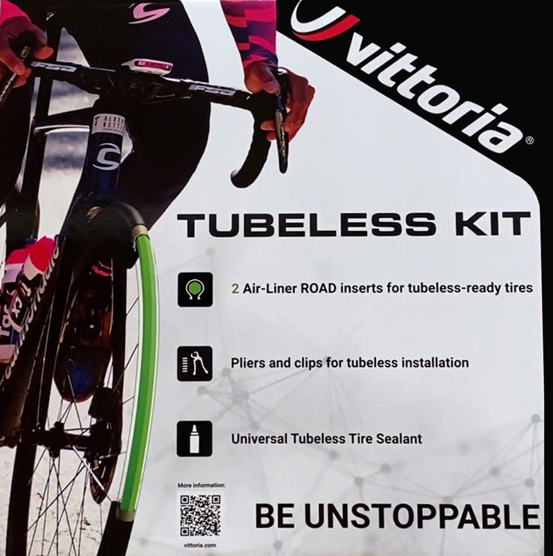 Vittoria Air-Liner Tubeless Road Kit - 2 Inserts Tire Sealant Pliers Clips Large 30mm