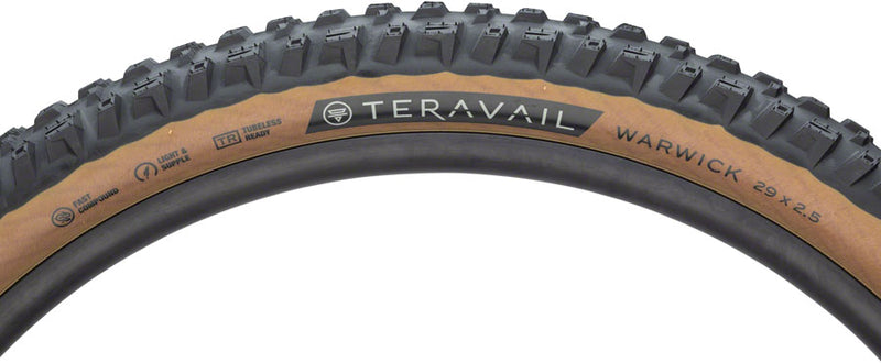 Teravail Warwick Tire - 29 x 2.5 Tubeless Folding Tan Durable Grip Compound