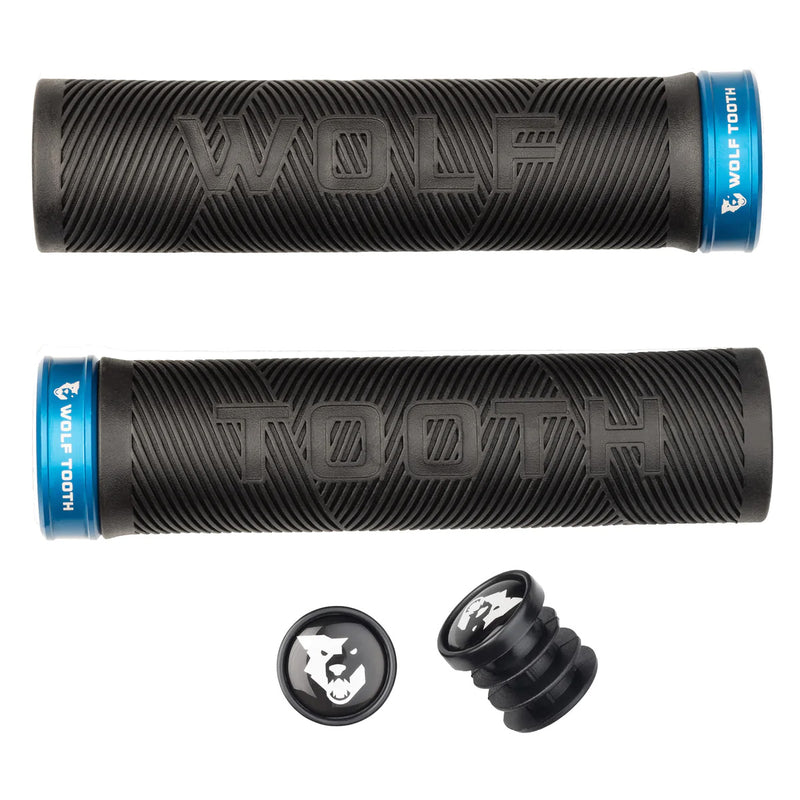 Wolf Tooth Components Echo Lock-On Grip Set - Blk/Blue