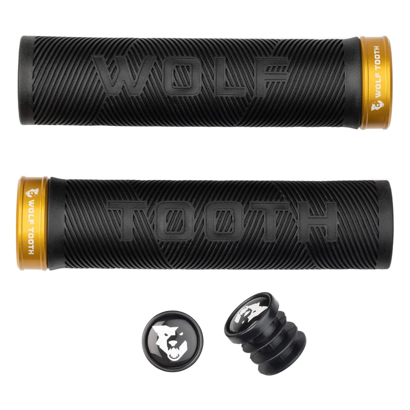 Wolf Tooth Components Echo Lock-On Grip Set - Blk/Gold