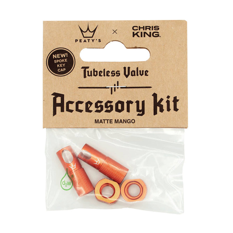 Peaty's Tubeless Valve Accessory Kit Mango