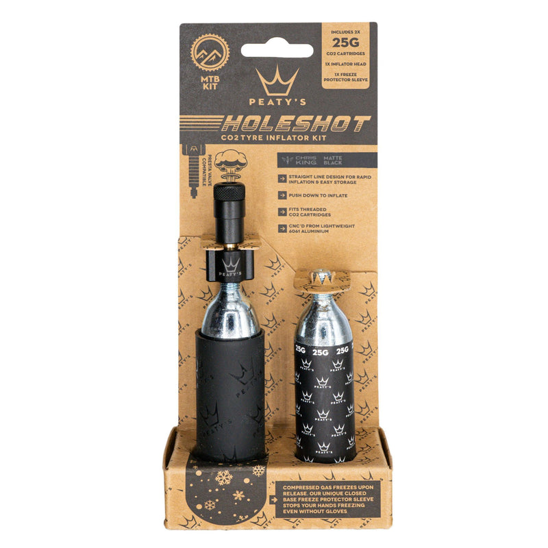 Peaty's Holeshot CO2 MTN Tire Inflator Kit w/Cartridges Black