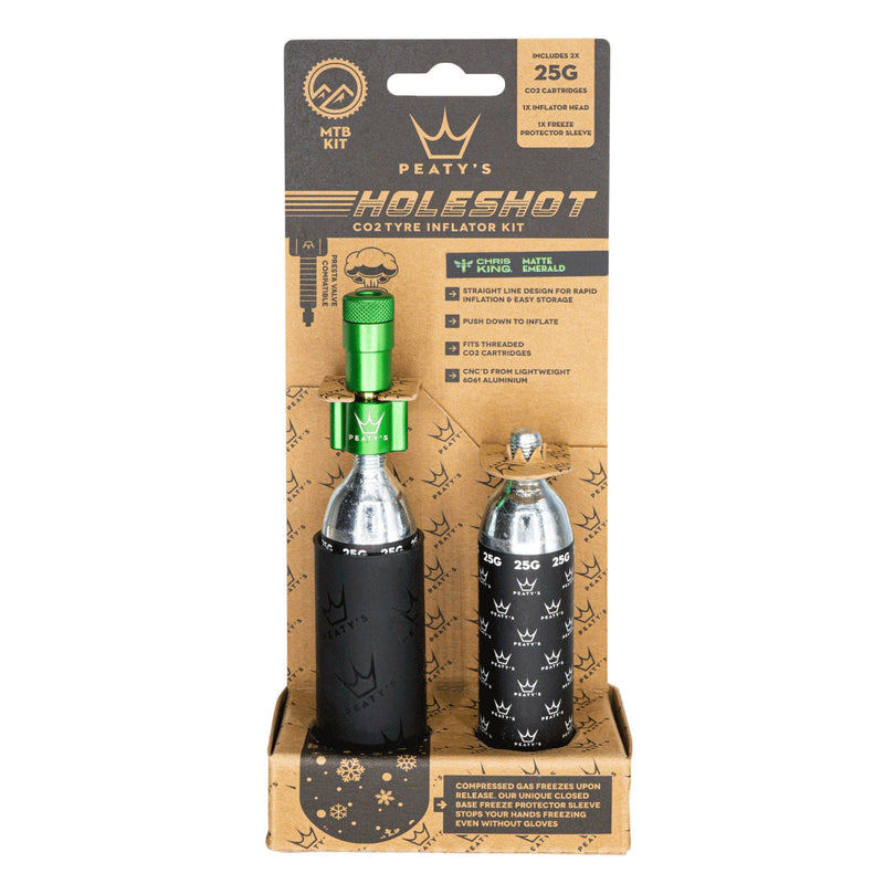 Peaty's Holeshot CO2 MTN Tire Inflator w/Cartridges Emerald