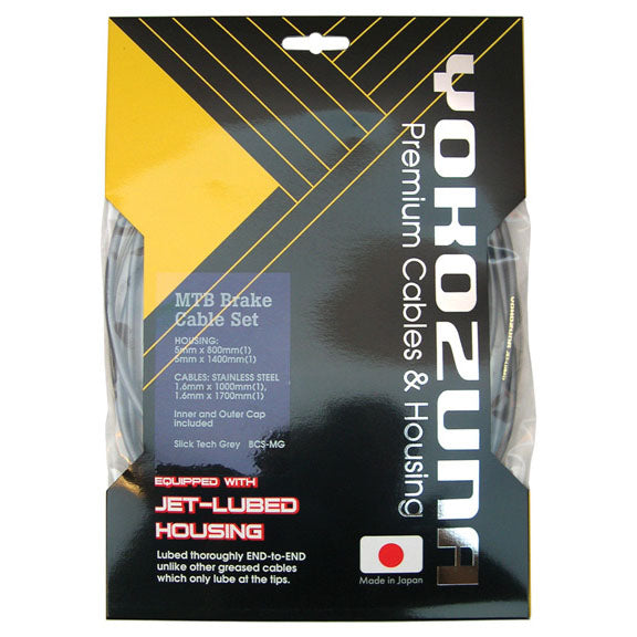 Yokozuna Premium 2x Cable/Casing Kit 4mm Derail - F/R Set Blk